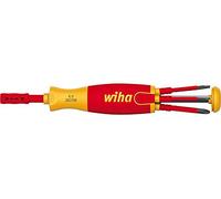 Wiha 41157 Screwdriver with Magazine bit Holder 6 SlimBits, Red/Yellow