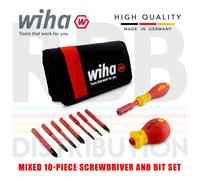 Wiha 41233 SlimBit Screwdriver Slotted Pozidrive 9pcs Folding Pouch 1000v VDE