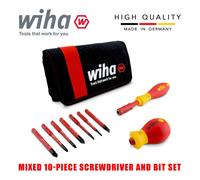 Wiha 41233 SlimBit Screwdriver Slotted Pozidrive 9pcs Folding Pouch 1000v VDE