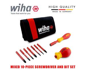 Wiha 41233 SlimBit Screwdriver Slotted Pozidrive 9pcs Folding Pouch 1000v VDE
