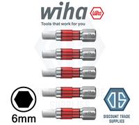 WIHA 42107 TY Bit Set Hexagon SW6 - Pack of 5, 29mm Long Impact Driver Screw Bit
