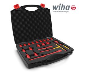 Wiha 43023 Electrician Ratchet Set 3/8 Inch 21 Piece VDE Insulated Hex Nut Drive