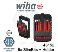Wiha 43152 Slotted 6 Piece slimBit Set In Case Flexible Compact Mobile 43163