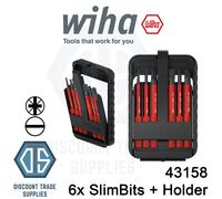Wiha 43158 Slotted Pozi 6 Piece slimBit Set Case Flexible Compact Mobile 43163