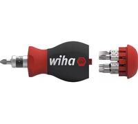 Wiha 43613 Series 3801 Screwdriver with Bit Magazine Stubby, Red Black