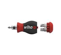 Wiha 43613 Series 3801 Screwdriver with Bit Magazine Stubby, Red Black