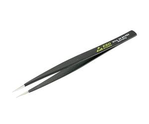 Wiha 44501 Stainless Steel Fine Point Professional ESD Precision Tech Tweezer with Static Dissipative Grip and Hypo Allergenic, 130mm Overall Length