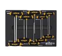 Wiha 54081 10 Piece SoftGrip Dual Drive Hex SAE T-Handle Tray Set