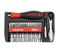 Wiha ProBuddy Evo 40-Piece Bit & Socket Set 1/4 Inch SoftFinish Screwdriver Handle, Mini Ratchet 72 Teeth, Magnetic Bit Holder, Compact Tool Set for Professionals, DIY, Bicycle (46960)