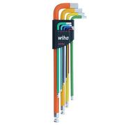 Wiha 66980 9 Piece Ball End Color Coded Hex L-Key Set - Metric