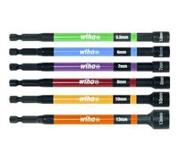 Wiha 7044C Colour Coded 1/4" Hex Magnetic Long Nut Driver/Setter Set 5.5-13mm
