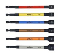 Wiha 70486 | 6 Piece Color Coded Magnetic Nut Setter Set | Cold-forged CrMo steel for long-term durability, black oxide finish resists corrosion, precision-formed tips reduce cam-out