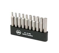 WIHA 74986 Hex Inch and Metric Power Bit Set with Holder, 10-Piece