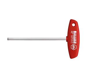 Wiha Allen Wrench with t-Handle, Hexagonal Clamping Ring Function, Magic Ring for Holding Screws Without Magnets. Nickel Plated, 334R030100