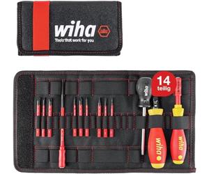 Wiha Drehmoment Schlüssel Schraubendreher Set TorqueVario-S elektrisch (40674) gem. 14tlg. I 0,8-5,0 Nm I inkl. Falttasche I Schlitz,Kreuz,PlusMinus