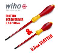 Wiha Electricians Slotted Screwdrivers 2.5 3 3.5 4mm VDE 1000v + FOC 5.5