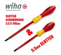 Wiha Electricians Slotted Screwdrivers 2.5 3 3.5 4mm VDE 1000v + FOC 5.5