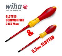 Wiha Electricians Slotted Screwdrivers 2.5 3 3.5 4mm VDE 1000v + FOC 5.5