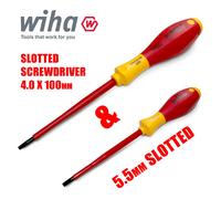 Wiha Electricians Slotted Screwdrivers 2.5 3 3.5 4mm VDE 1000v + FOC 5.5
