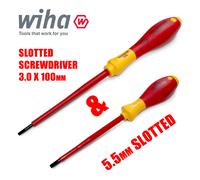 Wiha Electricians Slotted Screwdrivers 2.5 3 3.5 4mm VDE 1000v + FOC 5.5