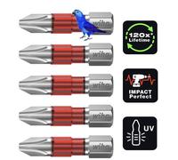 Wiha Impact Screwdriver TY Bit Set Phillips (PH3) 29mm 1/4" Set of 5 42101