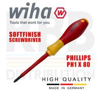 Wiha Phillips Screwdriver Ph1 80mm 1000V Vde Electrician Softfinish Grip 00847