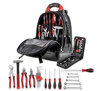 Wiha Professional tool backpack equipped 65 pieces (45154) for mechanics, tool bag, ergonomic back bed, fixed base, hanging eyelets, tool case, includes socket spanner and bit set