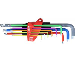 Wiha SB369S9F ProStar Coloured Fluorescent Ball End Hex Key Set 1.5-10mm