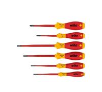 Wiha WHA-35389 VDE Slotted an Phillips Slim Fix Screwdriver Set (6 Pieces), 4.2 cm*35.6 cm*24.0 cm