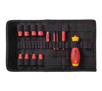 Wiha slimVario Electric 43467 1/4-Inch Set 13 Pieces Mixed in Folding Pocket Screwdriver and Socket Key red Yellow