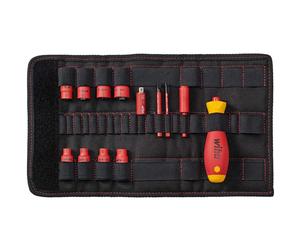 Wiha slimVario Electric 43467 1/4-Inch Set 13 Pieces Mixed in Folding Pocket Screwdriver and Socket Key red Yellow
