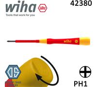 Wiha 42380 Series 2271P Pico Finish VDE Phillips Screwdriver, PH1 x 65 mm Size, Chrome