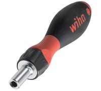 Wiha Ratchet Screwdriver with SoftFinish® Handle, 1/4 Inch, 72 Teeth, Magnetic Bit Holder, Bit Screwdriver with Ratchet, Ratchet Screwdriver (47169)
