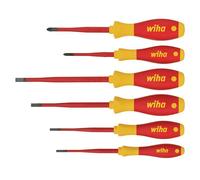 Wiha WHA-35389 VDE Slotted an Phillips Slim Fix Screwdriver Set (6 Pieces), 4.2 cm*35.6 cm*24.0 cm