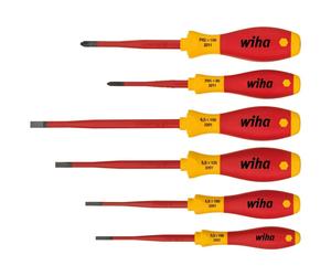 Wiha SoftFinish Electrician's Screwdriver Set Six Piece Hand Tools SlimFix 35389