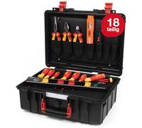 WIHA Tool set case L Electric 18pcs | (45530) Basic equipment for electrical installation I VDE certificate I equipped toolbox