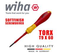 Wiha Tools Torx Screwdriver T9 x 60 mm 00882 - VDE Insulated 1000V SoftFinish