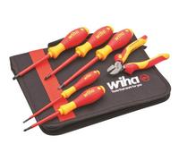Wiha Vde Electricians Pz Flat Screwdriver + Side Cutter Plier Set In Soft Case
