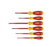 Wiha WHA-35389 VDE Slotted an Phillips Slim Fix Screwdriver Set (6 Pieces), 4.2 cm*35.6 cm*24.0 cm, Red