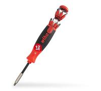 WIHA Wiha LiftUp Magnetic Screwdriver with Bit Magazine 12 bits, Black | Hidden handle magazine stores 12 bits and extends at the press of a button for quick bit access.