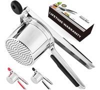 WIHBOIR Potato Ricer Stainless Steel, Silicone Potato Masher for Silky Yummy Mashed Potatoes, 15 oz Food Press