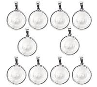 WIHFHGZ 10pcs Stainless Steel Round Pendant Trays, 20mm DIY Pendant Base for Jewelry Making - Durable Eco - Friendly Material, Ideal for Custom Crafts and Gift Creations