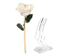 WIHFHGZ 24K Gold Plated Rose with Stand, Real Rose Decoration, Valentine's Day, Long Lasting Shine, Elegant Table Ornament, Romantic Present for Special Occasions