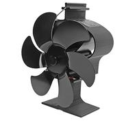 WIHFHGZ 6 Blades Heat Powered Fireplace Fan Self Starting Wood Stove Fan LT380 Black 152mm Diameter
