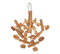 WIHFHGZ Bird Chewing Toys for Parakeet, Large Parrot Chewing Toy with Wood Blocks and Stainless Steel Chains, Multi - Layer Climbing Playset - Durable Non Material, Boredom Relief