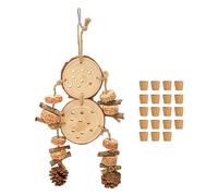 WIHFHGZ Bird Chewing Toys Puzzle, Wooden Logs and Corks with Pine Cones and Corn Cobs, 13 Inch Parrot Cage Toy - Intelligence Training, Natural Materials, Ideal for Parakeet and Cockatie