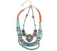 WIHFHGZ Bohemian Necklace Handmade Vintage Alloy Beaded Multilayer, 31.5 Inch Outer Circumference - Elegant Art Decoration Style, Versatile Women Jewelry for Everyday and Party Wear