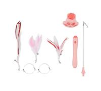 WIHFHGZ Funny Cat Stick Retractable Interactive Toy with 3 Modes LED Light, Adjustable Length Fishing Rod for Pet Cats - Safe Non Material, Self Entertainment and Active Play (Pink Set)