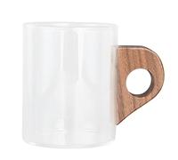 WIHFHGZ Glass Coffee Cup with Wooden Handle, Heat Water Mug 200ml - Durable Design, Safe Materials, Ideal for Home Travel Kitchen (200ml)