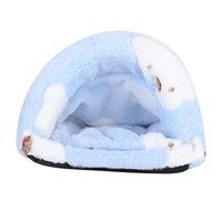 WIHFHGZ Mini Pet Sleeping Bed, Small Animal Warm House Cave, Blue M with Flannelette and Sponge - Cozy Comfort, Thermal Insulation, Perfect for Hamsters and Guinea Pigs (M)